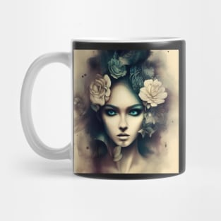 Beaux Animes Art, Beautiful Anime Girl with flowers in her hair Design Mug